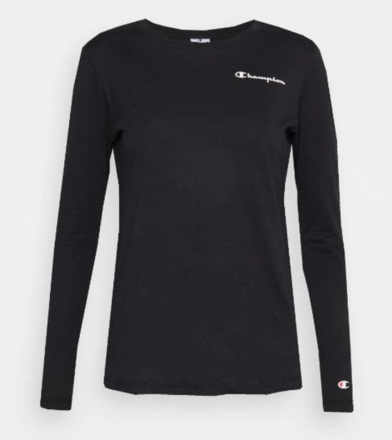 Womens Champion LS Crew Tee in Black
