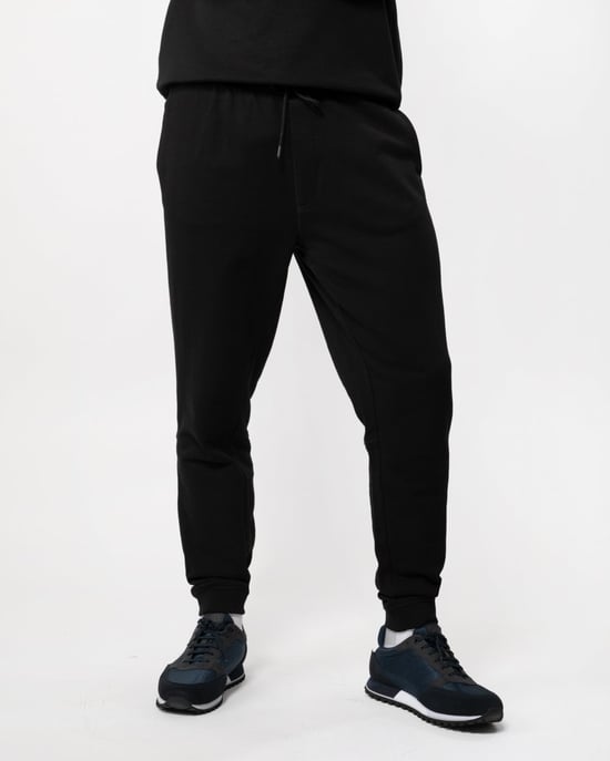 Men's Boss Logo Patch Tracksuit Bottoms in Black - Image 1