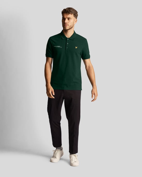 Lyle & Scott men's polo shirt with Co-Ordinates print in green