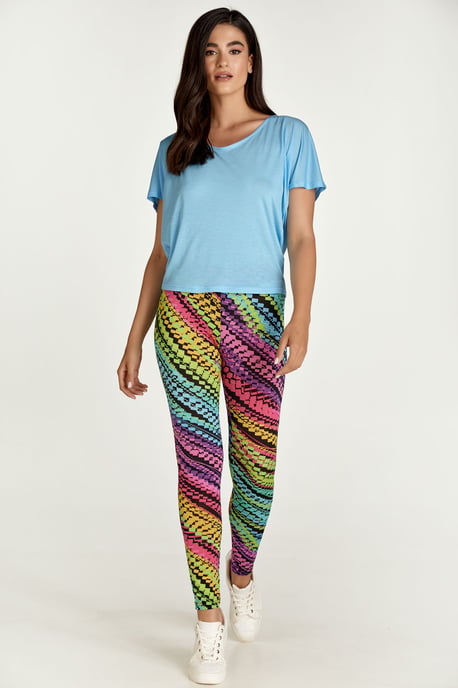 Lila legging met meerkleurige print - Image 1