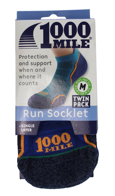 1000 Mile - 2 Packs Heren Enkele Laag Zachte Ademend Hardloopsokken - IJsvogel / Marineblauw - Image 2