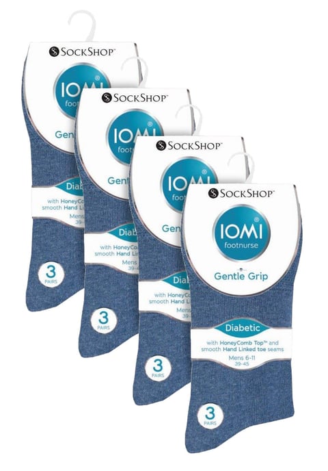 IOMI - 12 paar Gentle Grip Top Diabetische Sokken - Blauw - Image 2