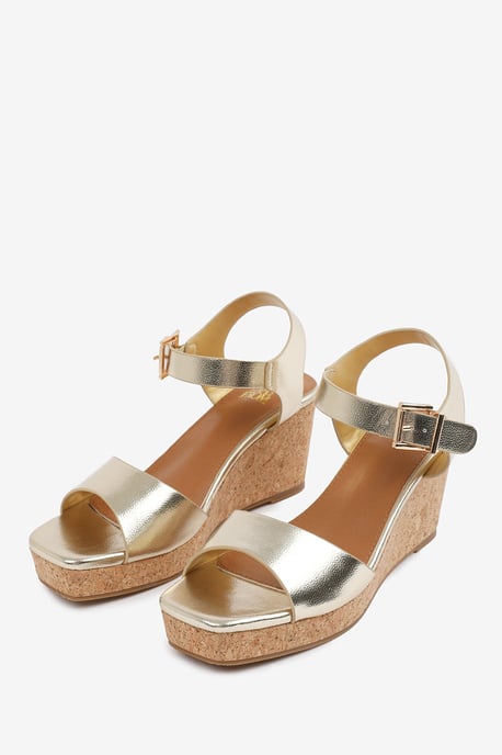 Wheres That From Womens 'Imelda' Wide Fit Wedge Sandals With Buckle Ankle Strap