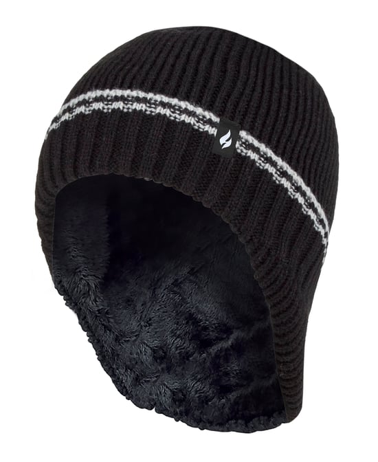 Heat Holders Jongens Patrol Rib pomponmuts met pompons - Zwart - Image 1