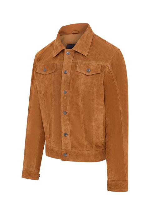 Mens Tan Goat Suede Leather Jacket- Nurmes