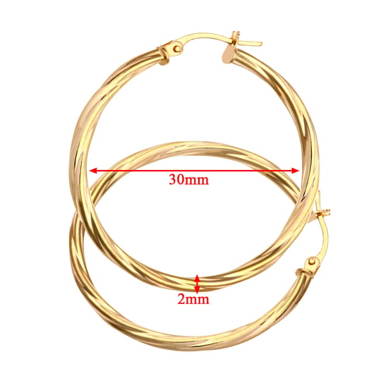 9ct Yellow Gold Ladies Hoop Earrings