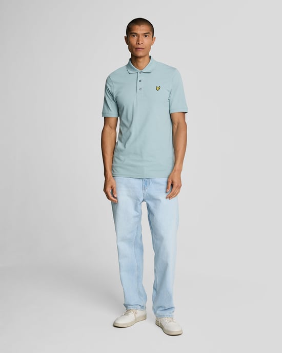 Blauw rookpoloshirt met Lyle & Scott-logo op de borst - Image 2