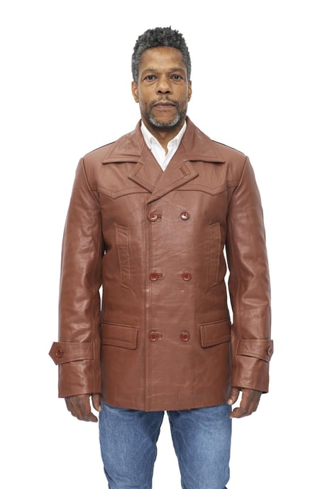 Men's Cowhide Leather Peacoat-Krakaw