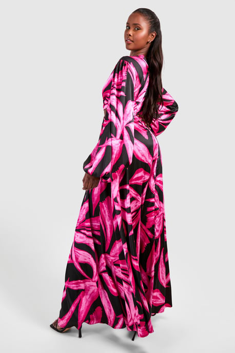 Abstract Print Cut Out Ring Detail Maxi Dress - Image 2