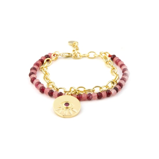 Armbånd Luxenter Edxiuh rød krystal, 18 karat gul guldfinish - Image 1