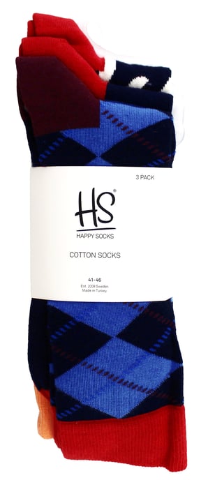 HS door Happy Socks - Heren 3-pack Klassieke Argyle Overhemdsokken - Argyle (Rood) - Image 2