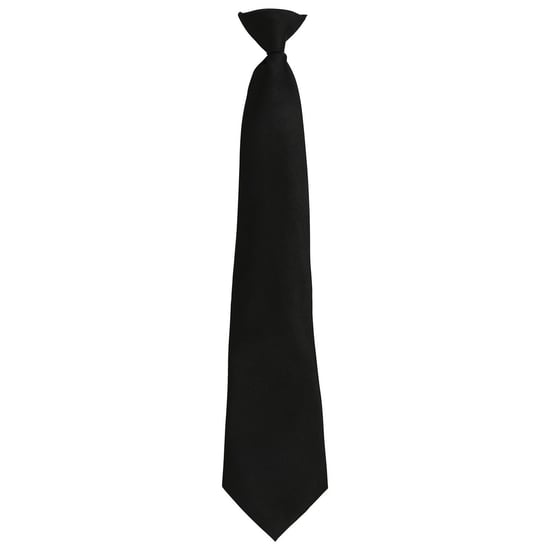 Premier Unisex volwassen kleuren modieuze effen Clip-On stropdas (Zwart) - Image 1