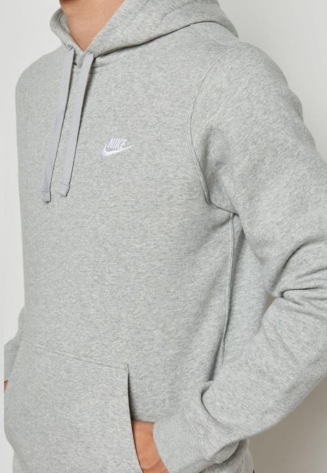 Nike Club pullover hoodie geborduurd logo in grijs - Image 3