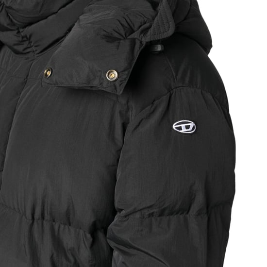 Diesel Plain Padded Hooded Black Jacket