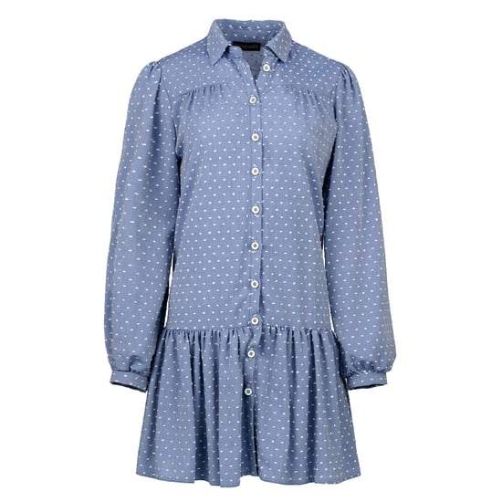 Denim stijl geborduurde jurk met knopen - Image 2