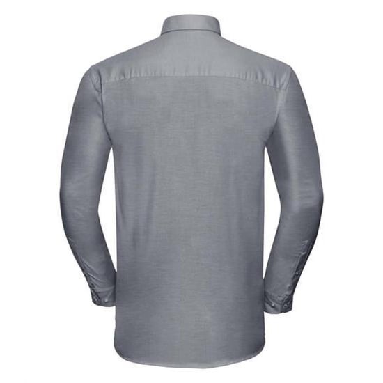 Russell Collectie Heren Lange Mouw Easy Care Oxford Shirt (Zilvergrijs) - Image 2