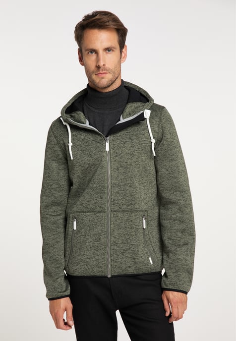 ICEBOUND Yuka serie Gebreide fleece jas Heren olijf melange - Image 2