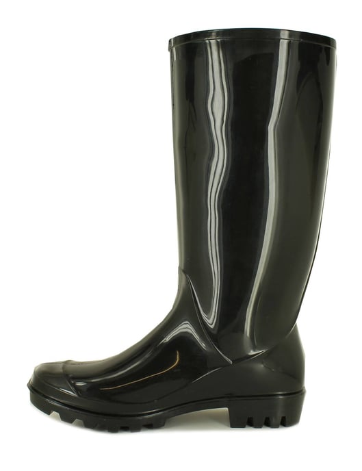 New Ladies/Womens Black Long Leg Wellington Boots With Cleat Sloe