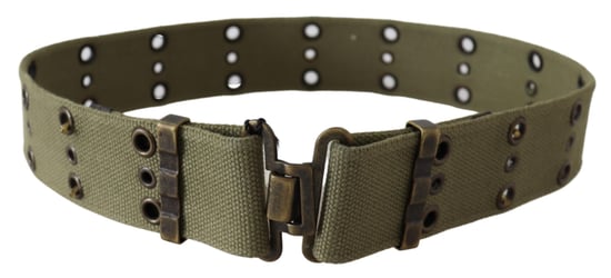 Ermanno Scervino Dames Groen 100% Katoen Rustiek Bronzen Gesp Riem - Image 3