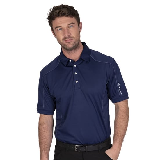 Island Green Heren Gestikt Golf Poloshirt (Inkt) - Image 3