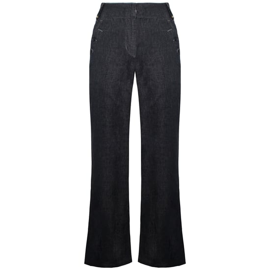 Timberland Wide Leg Relaxed Chambray Navy Blue Womens Linen Pants A0597 440