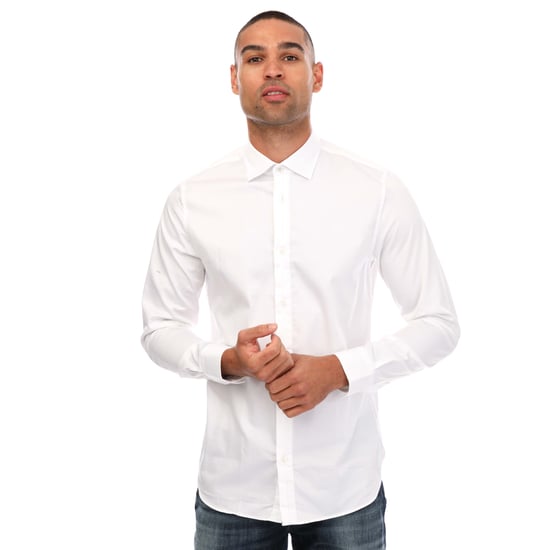 Men's Ted Baker Bellow Long Sleeve Stretch Smart Shirt in White