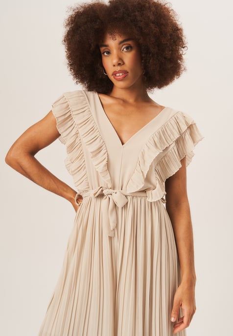 Ruffle Detail Pleated Culotte Jumpsuit