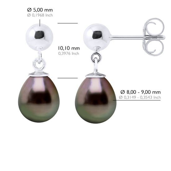 Oorbellen van Zilver 925 en Echte Gecultiveerde Tahiti Parel 8-9 mm - Image 2