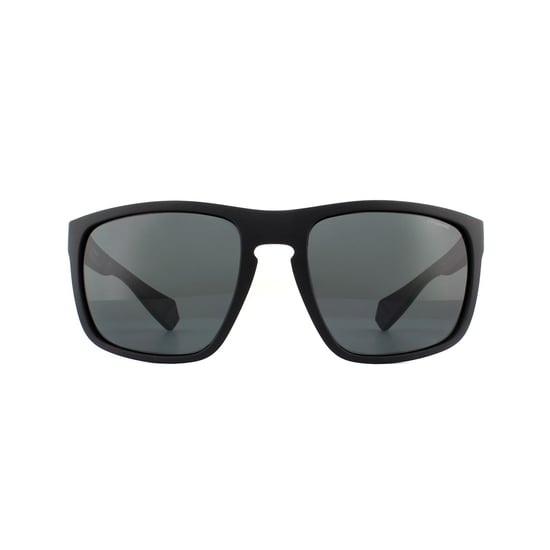 Polaroid Rectangle Mens Matte Black Grey Polarized Sunglasses