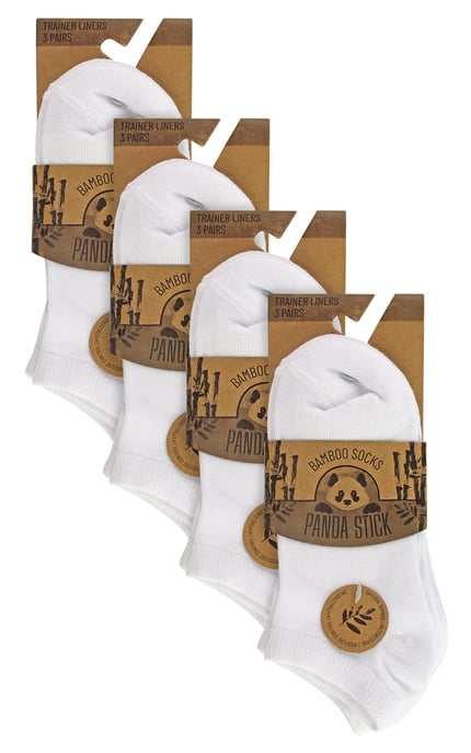 12 Paar Multipack Kinder Bamboe Trainer Sokken | Jongens Liner Sokken Ankle Wit - Wit - Image 2