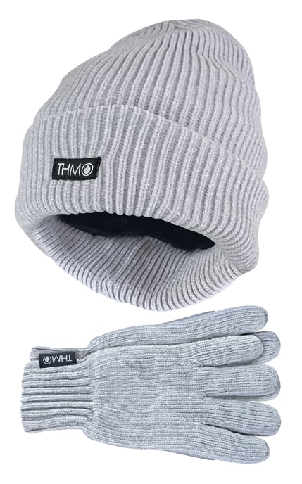 THMO - Dunsulate Chenille Muts & Handschoenen Set voor dames - Grijs - Image 1