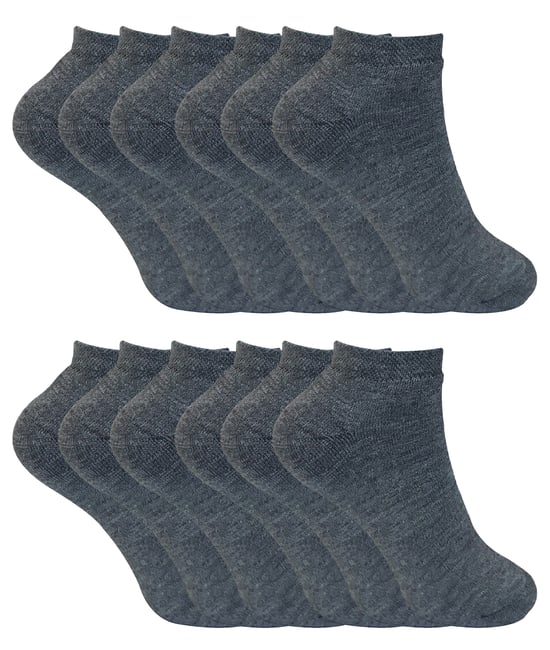 12 paar laag uitgesneden wintersokken voor dames - Houtskool - Image 1