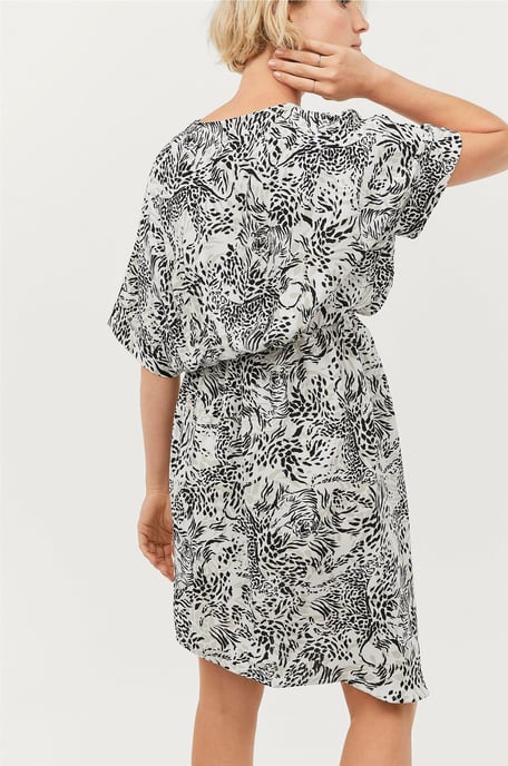 Abstract Print Wrap Dress