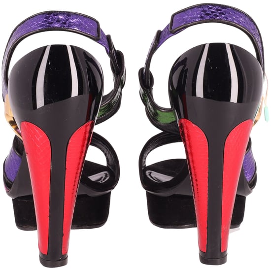 Marc Jacobs Kleurblok Hart Platform Hak Sandalen in Multicolour Leer - Image 4