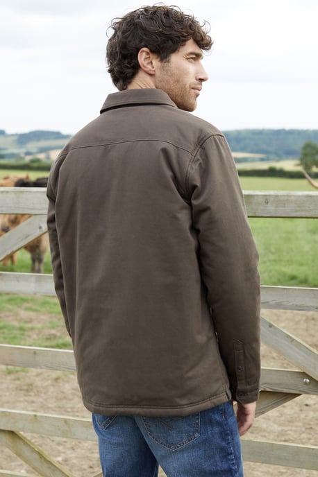 Chocolate 'Grande' Check Lined Cotton Shacket