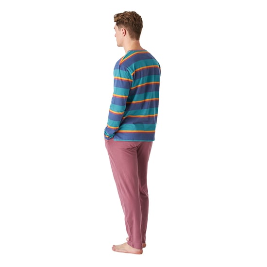 JJB12 Men's Long Sleeve Round Neck Cotton Pajamas