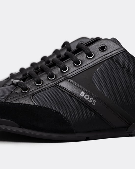 BOSS Orange Saturn Mens Low Profile Mixed Material Trainers With Suede and Faux Leather - Image 2