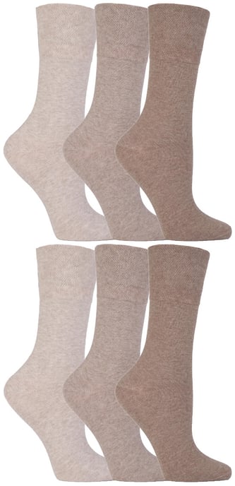 Gentle Grip - 6 paar diabetische damessokken - Beige - Image 1