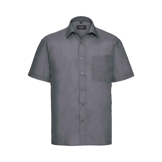 Russell Collection Heren Poplin Easy-Care Formeel Overhemd met Korte Mouwen (Konvooi Grijs) - Image 1