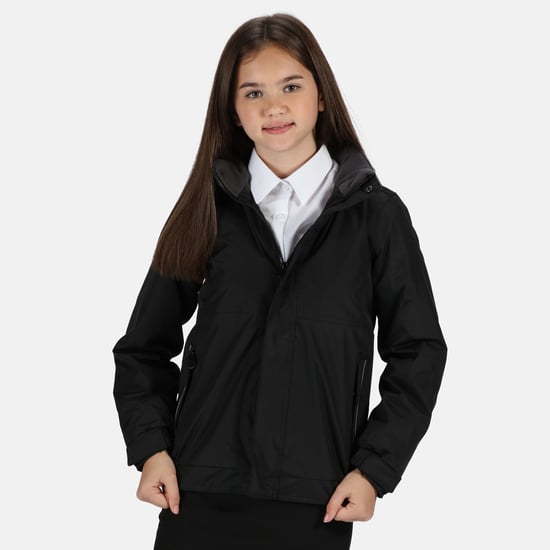 Regatta Kids Unisex Thermoguard Fleece Lined Dover Jacket (Windproof & Waterproof) (Black/Ash)