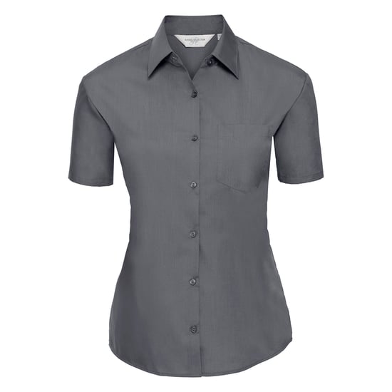 Russell Collection Dames/Dames Klassiek Polycotton Easy-Care Overhemd met Korte Mouwen (Konvooi Grijs) - Image 1