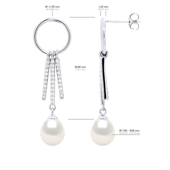 Oorbellen met ronde en streepjes, gemonteerd met cubic zirconia - Image 2