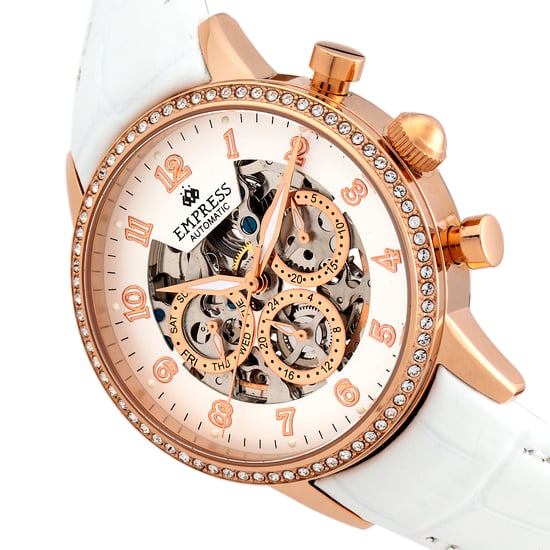 Keizerin Beatrice Automatische Skeletdial Horloge met Leren Band en Dag/Datum - Image 3