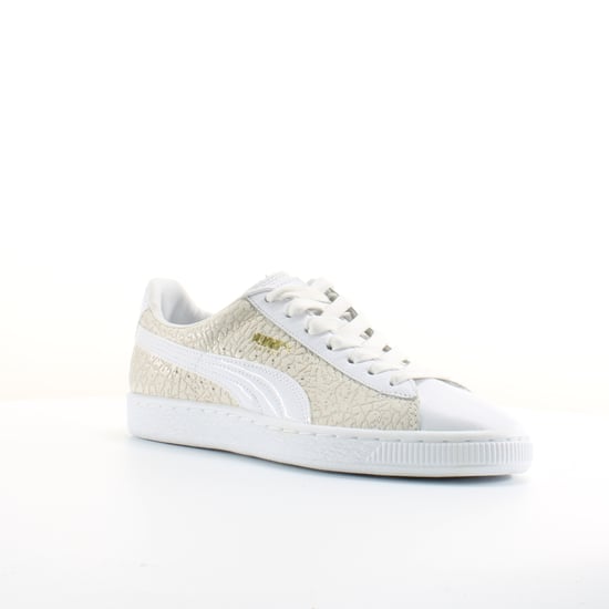 Puma Basket Crocodile White Leather Mens Lace Up Trainers 358872 01