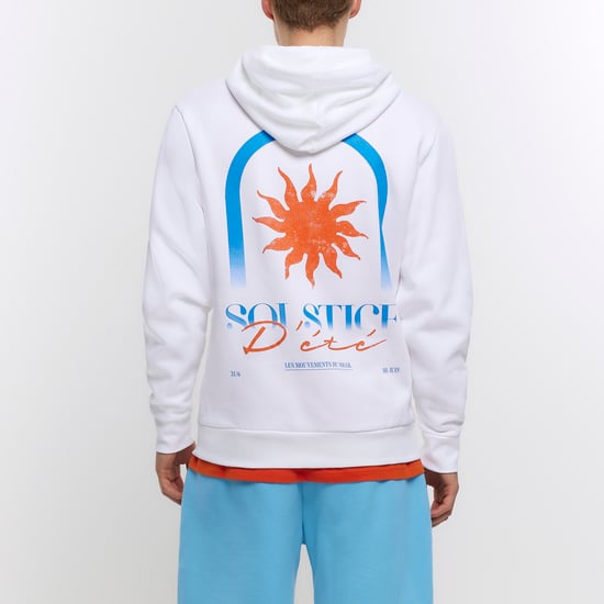 River Island Mens Hoodie White Regular Fit Solstice Graphic