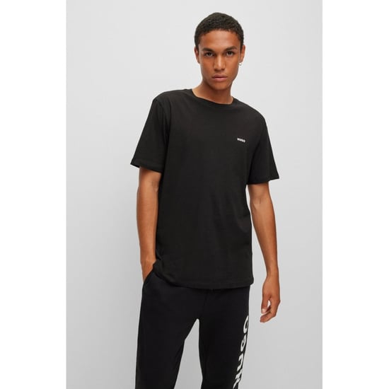 Men's Boss Ribbed Collar Short Sleeve Polo Shirt in Black - Image 1