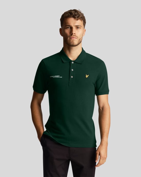 Lyle & Scott men's polo shirt with Co-Ordinates print in green