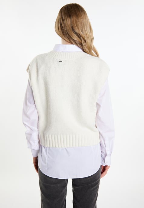 Dreimaster Slipover Dames wolwit - Image 4