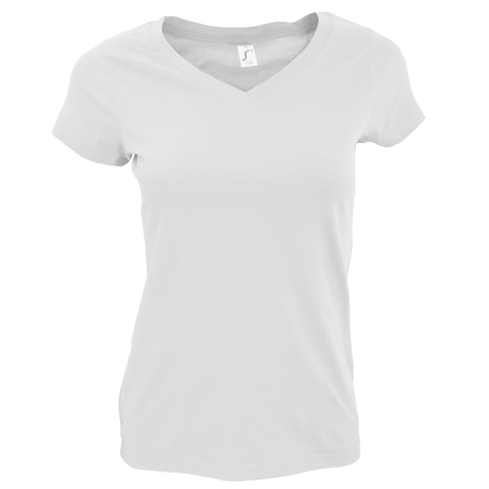 SOLs Womens/Ladies Moon V Neck Short Sleeve T-Shirt (White)