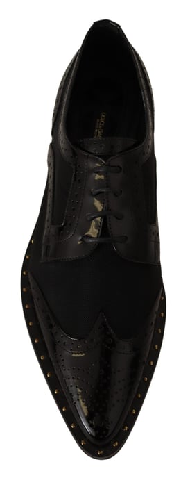 Dolce & Gabbana Women's Black Leather Broques Sheer Wingtip Shoes